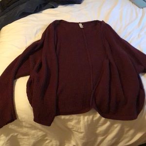 Oversized maroon cardigan